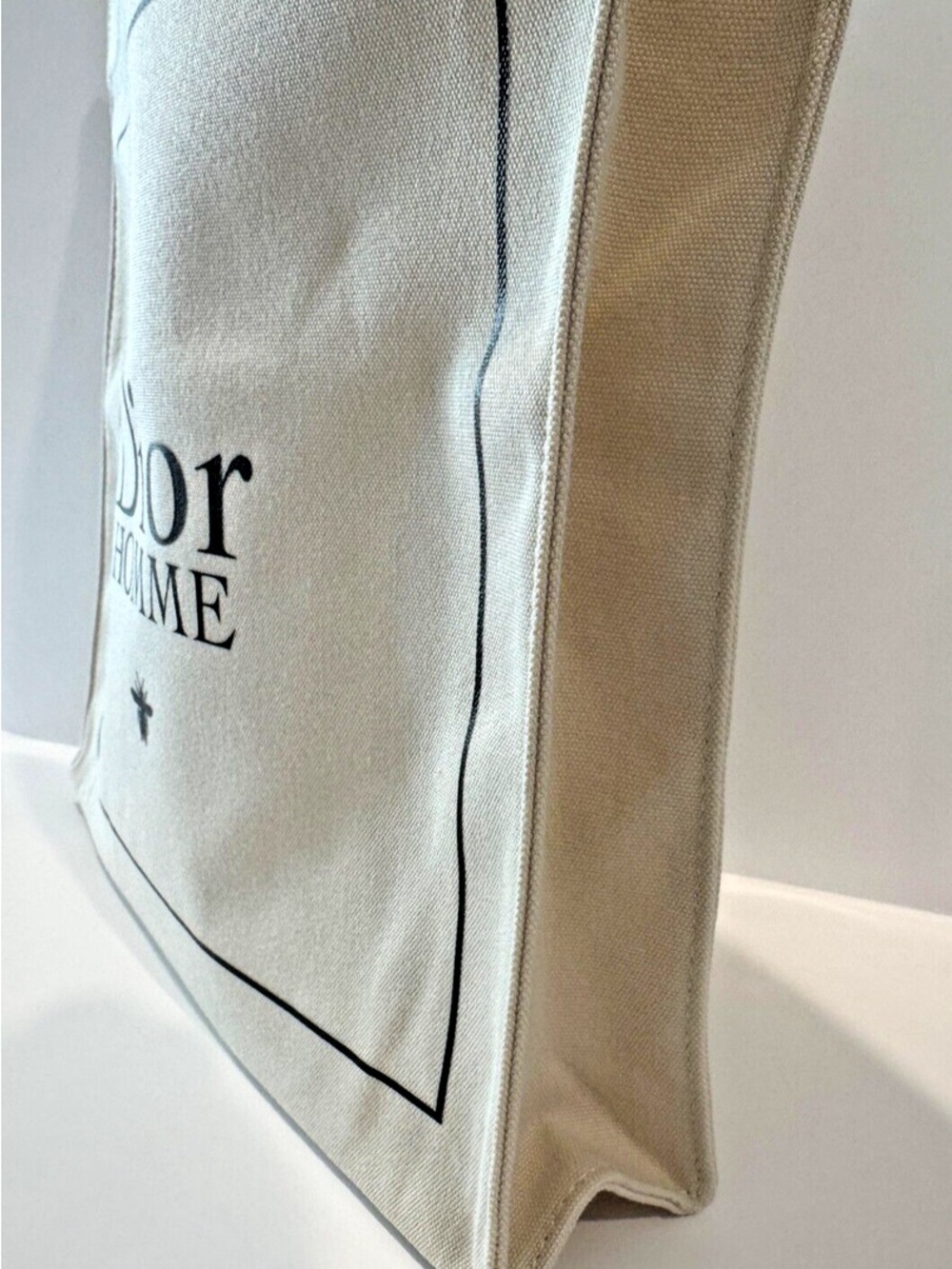 Dior Homme Cream and Black Logo Canvas Tote - Picture 3 of 5
